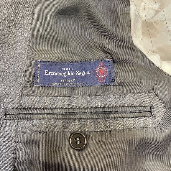 Ermenegildo Zegna Blazer Mens 41R Gray Striped Preppy American Corpcore Italy - Picture 9 of 15